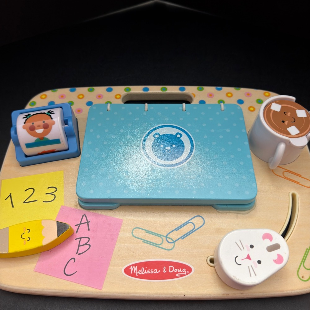 Melissa & Doug Wooden Laptop Activity‎ Board 30753 Toddler Sensory Office Toy